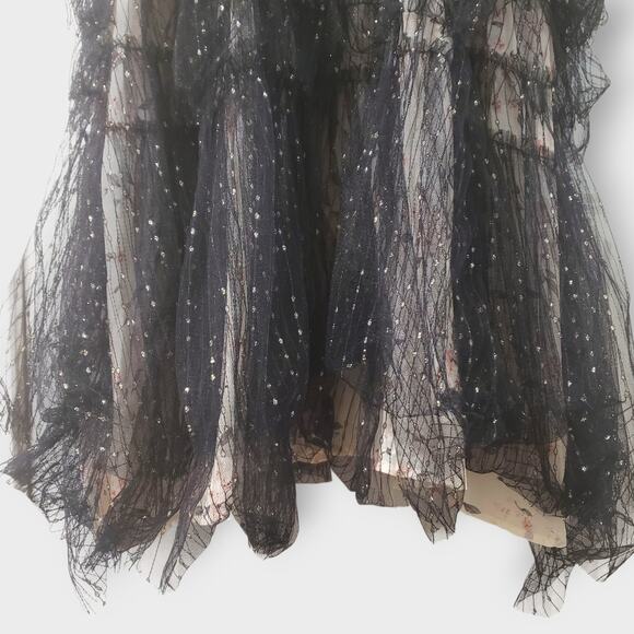 Dark Romance Victorian Sheer Lace Floral Studded Tiered Midi Dress Whimsigoth Sm - Picture 6 of 16